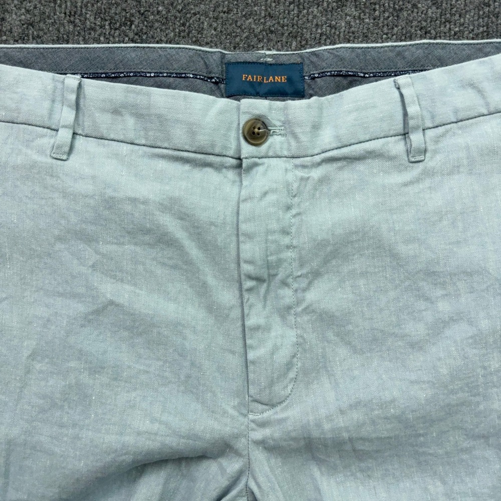 Fairlane Chino Pants Mens 40x33.5 Ice Blue Linen Cotton Blend Straight Coastal